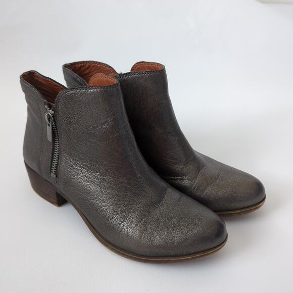 Lucky Brand Women's Booties 7.5 M Breah Ankle Boots Metallic Silver Gunmetal EUC - Picture 4 of 10